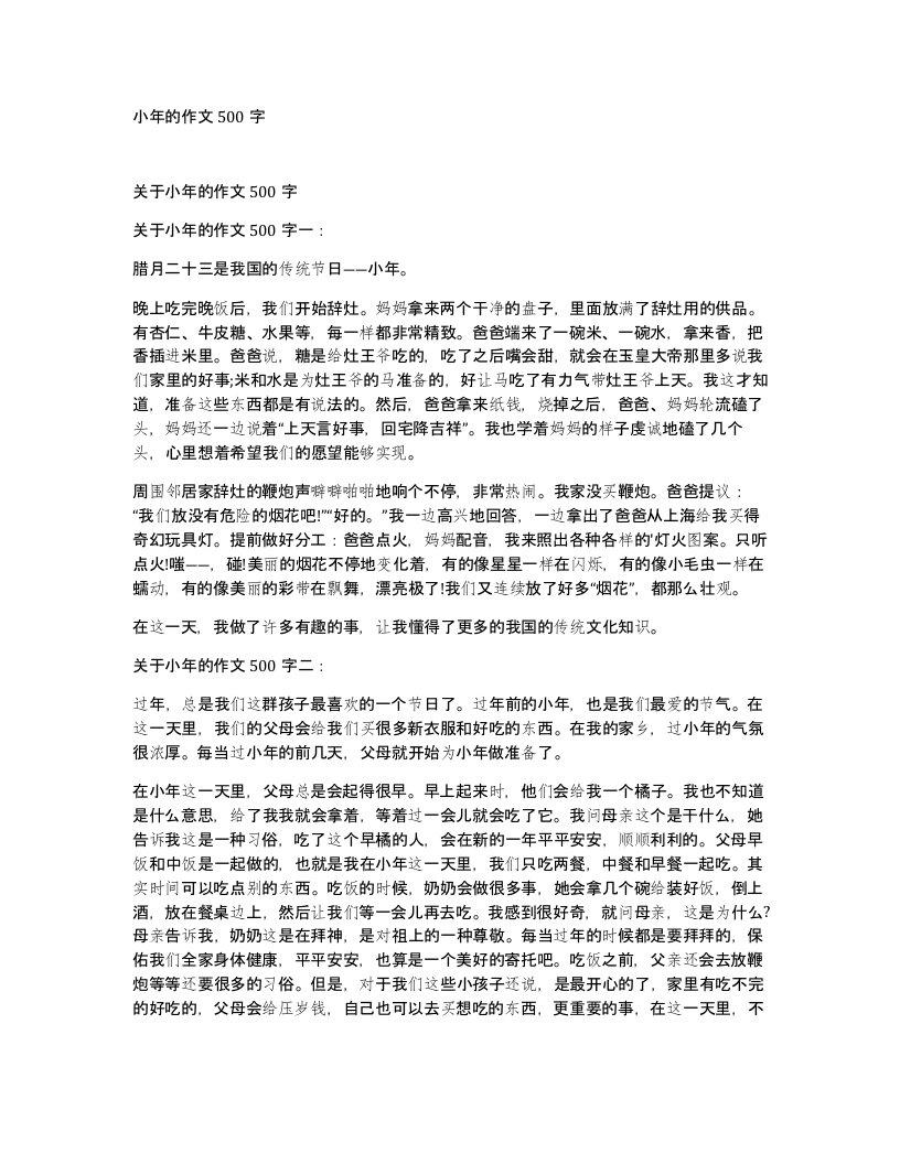 小年的作文500字