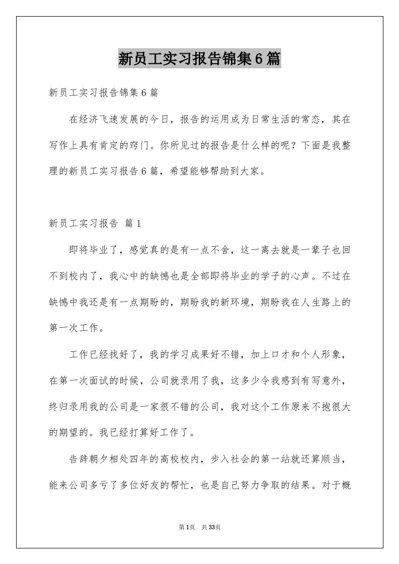 新员工实习报告锦集6篇