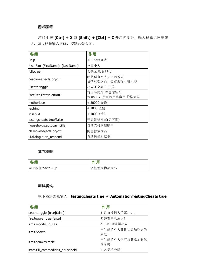 模拟人生超全秘籍