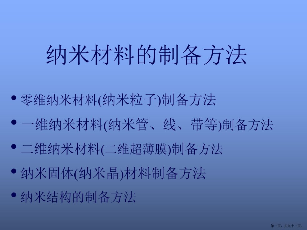 纳米材料的制备方法