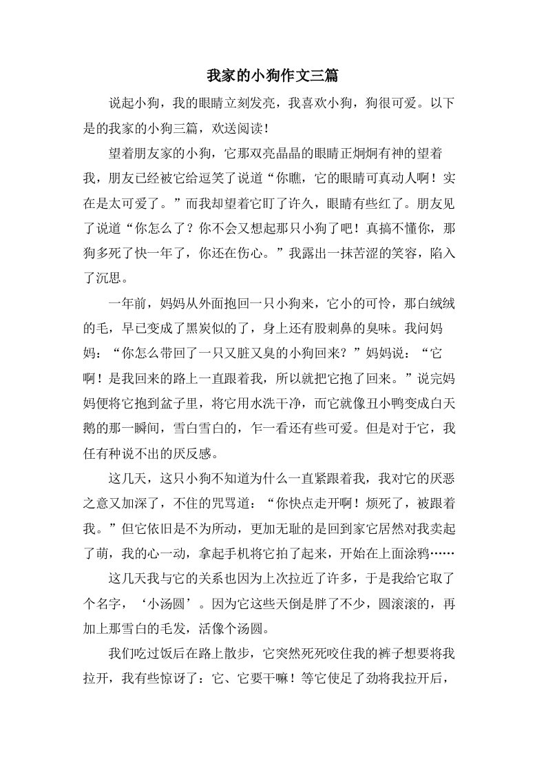 我家的小狗作文三篇