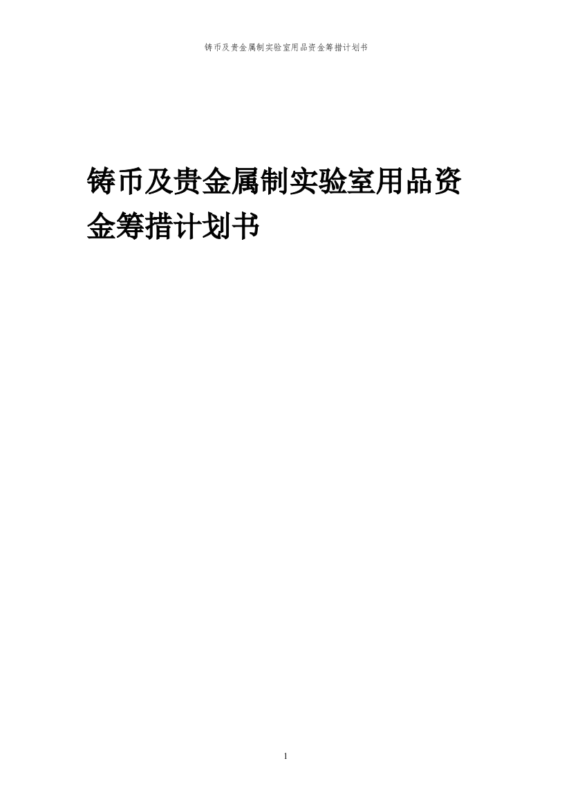 2024年铸币及贵金属制实验室用品项目资金筹措计划书