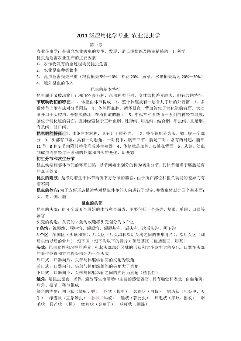 吉林农业大学应用化学农业昆虫学