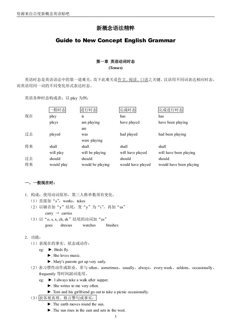 新概念英语语法大全