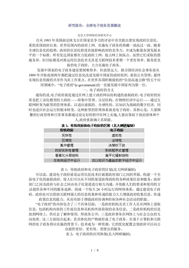 全球电子政务发展概述