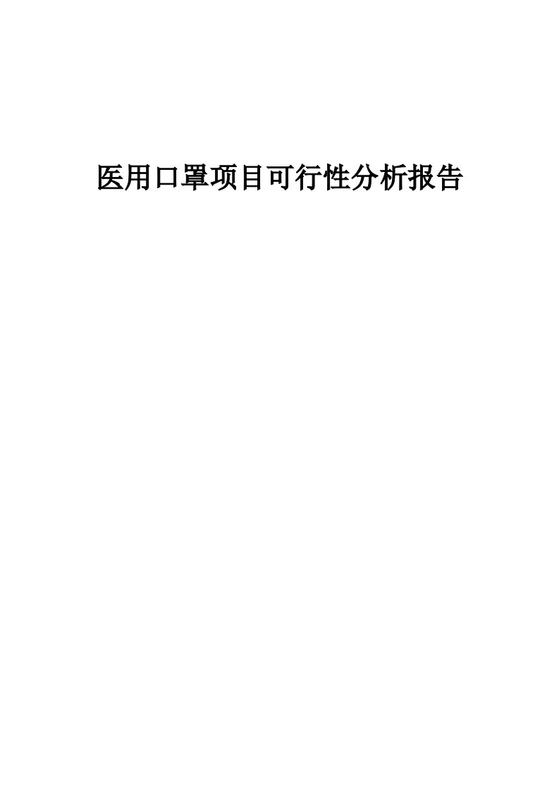 2024年医用口罩项目可行性分析报告