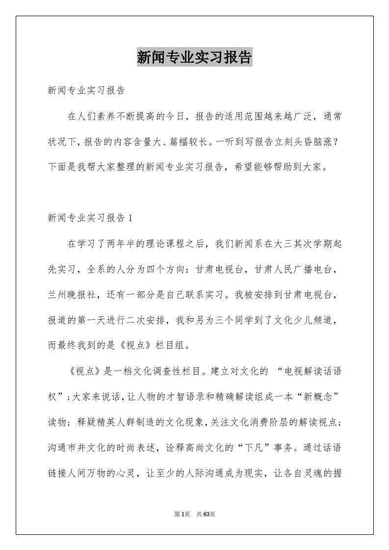 新闻专业实习报告例文4