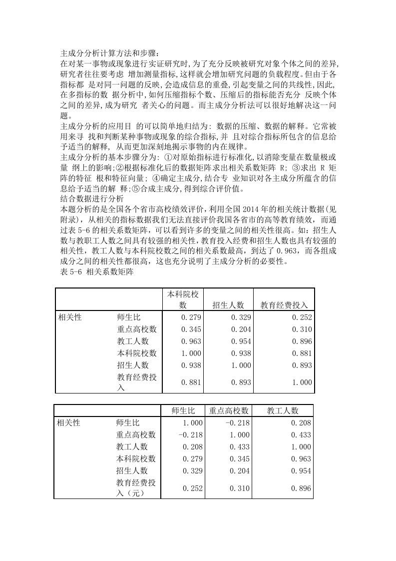 主成分分析计算方法和步骤