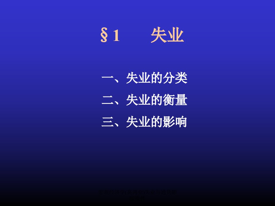 宏观经济学高鸿业失业与通货膨胀课件