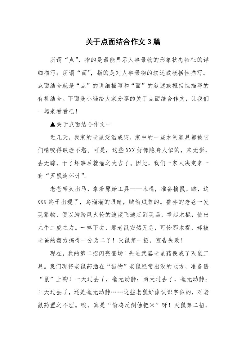 关于点面结合作文3篇