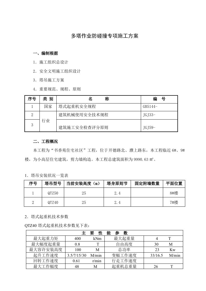 多塔作业防碰撞专项方案完整版