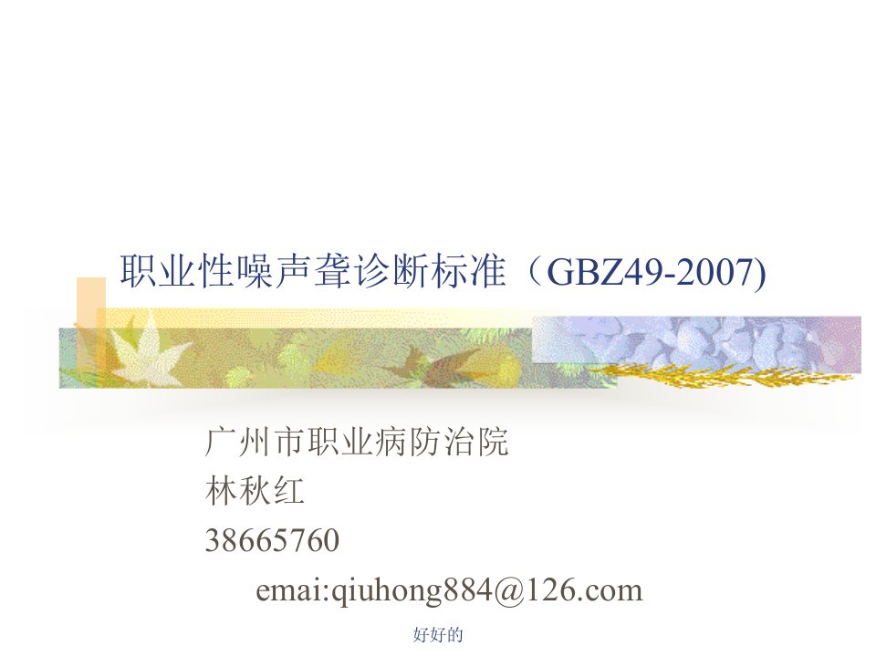 职业性噪声聋诊断标准(GBZ49-2007)演示课件