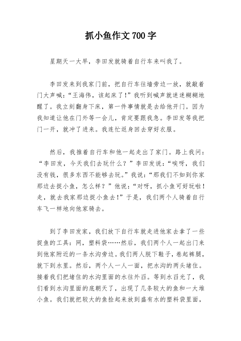 抓小鱼作文700字