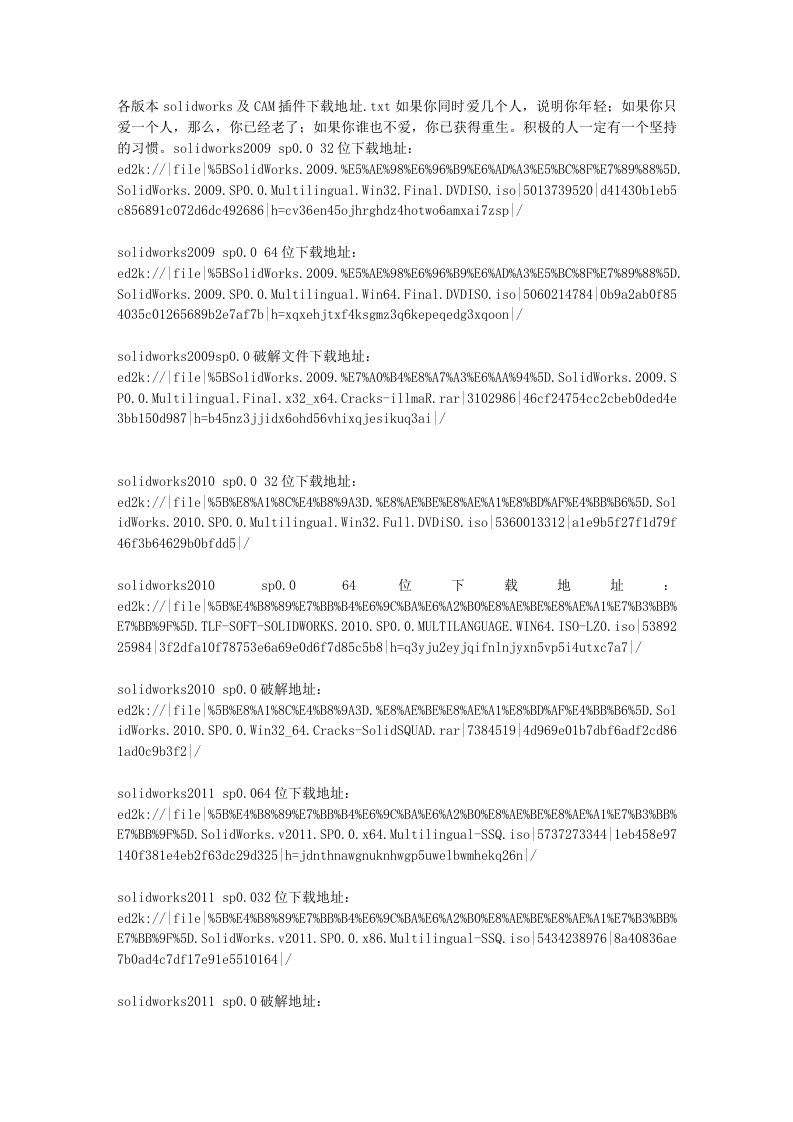 各版本solidworks及CAM插件下载地址