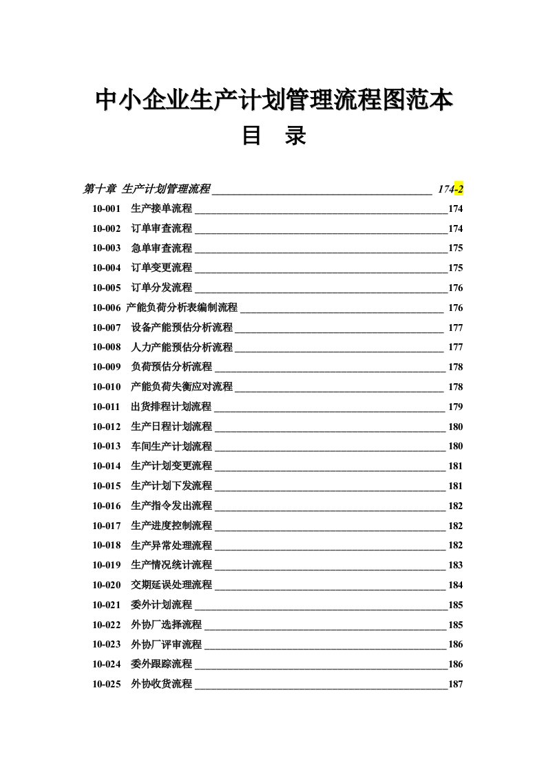 中小企业生产计划管理流程图范本