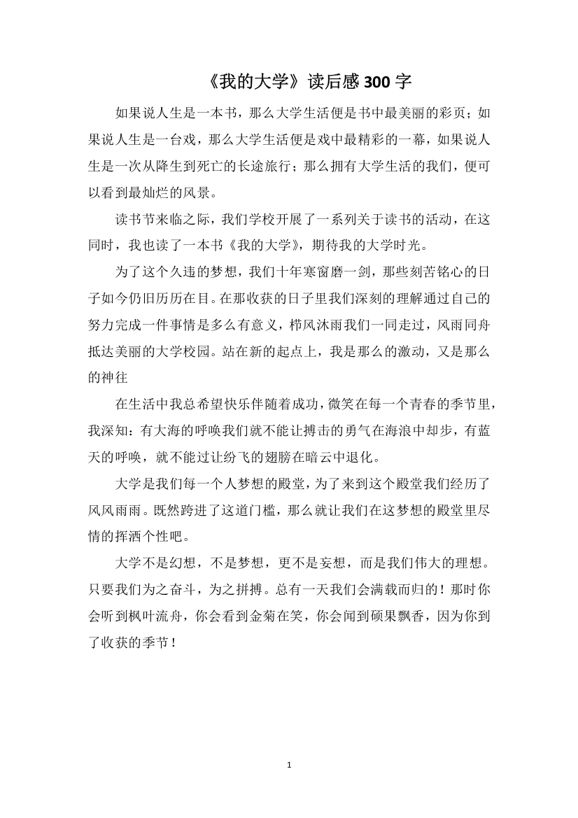 《我的大学》读后感300字