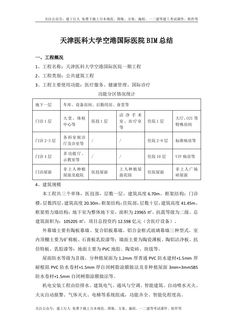 BIM总结—天津医科大学空港国际医院一期工程