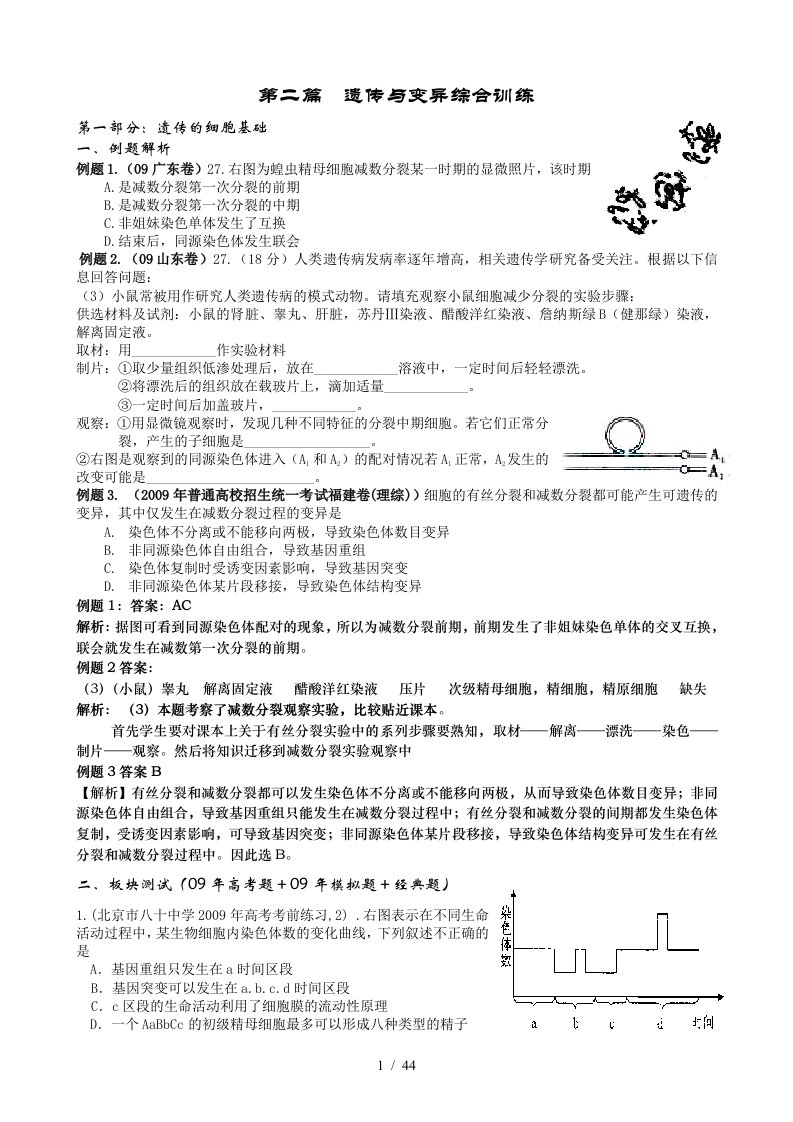 遗传学综合训练生物竞赛专用