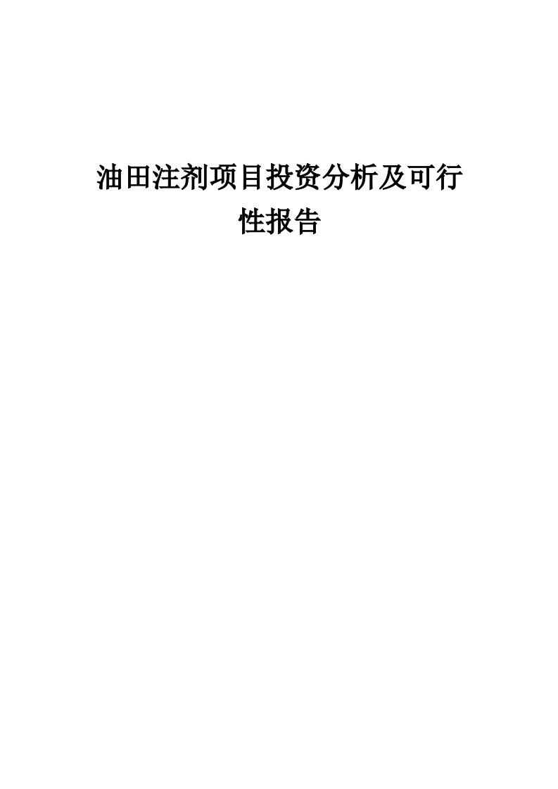 2024年油田注剂项目投资分析及可行性报告