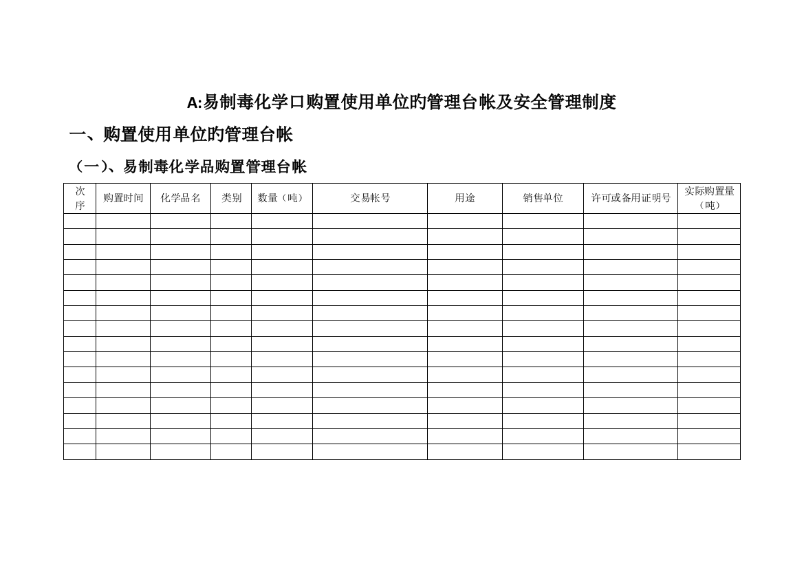 易制毒管理制度