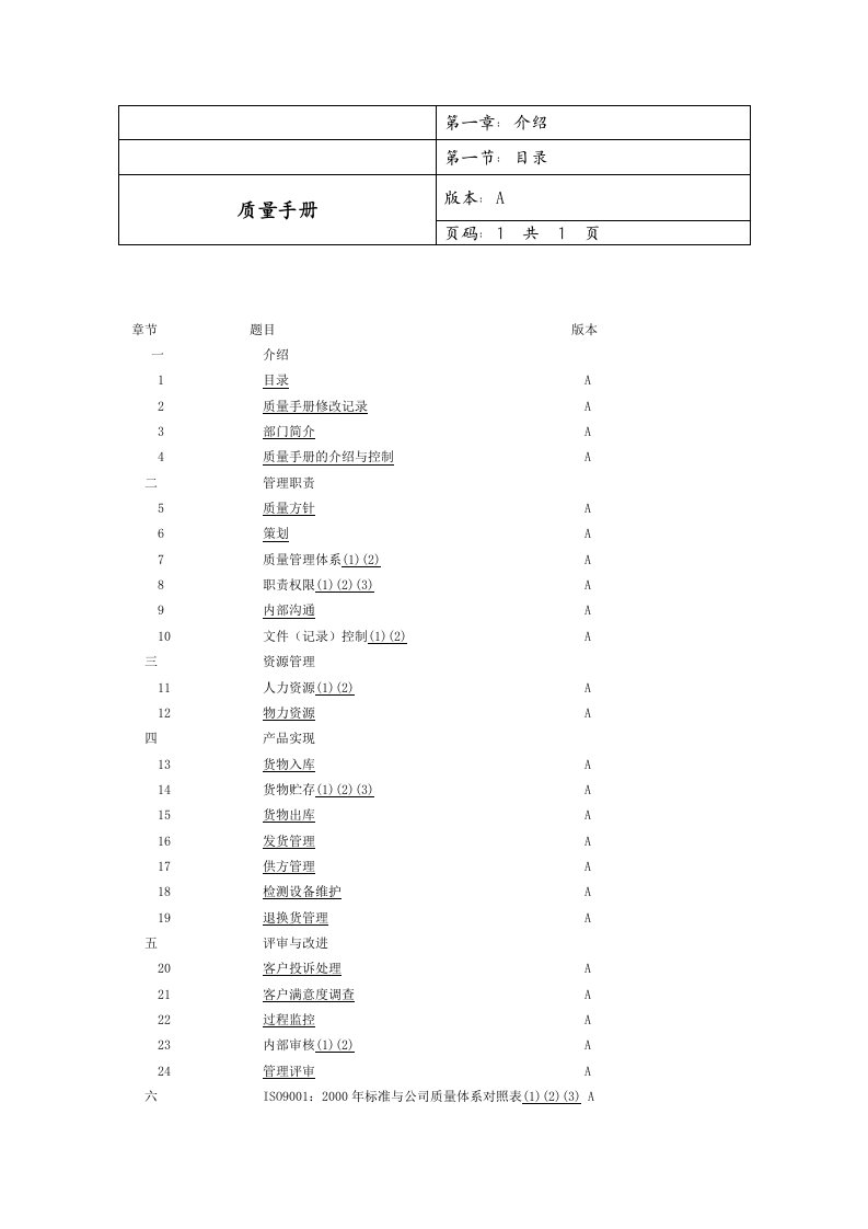 物流公司质量手册