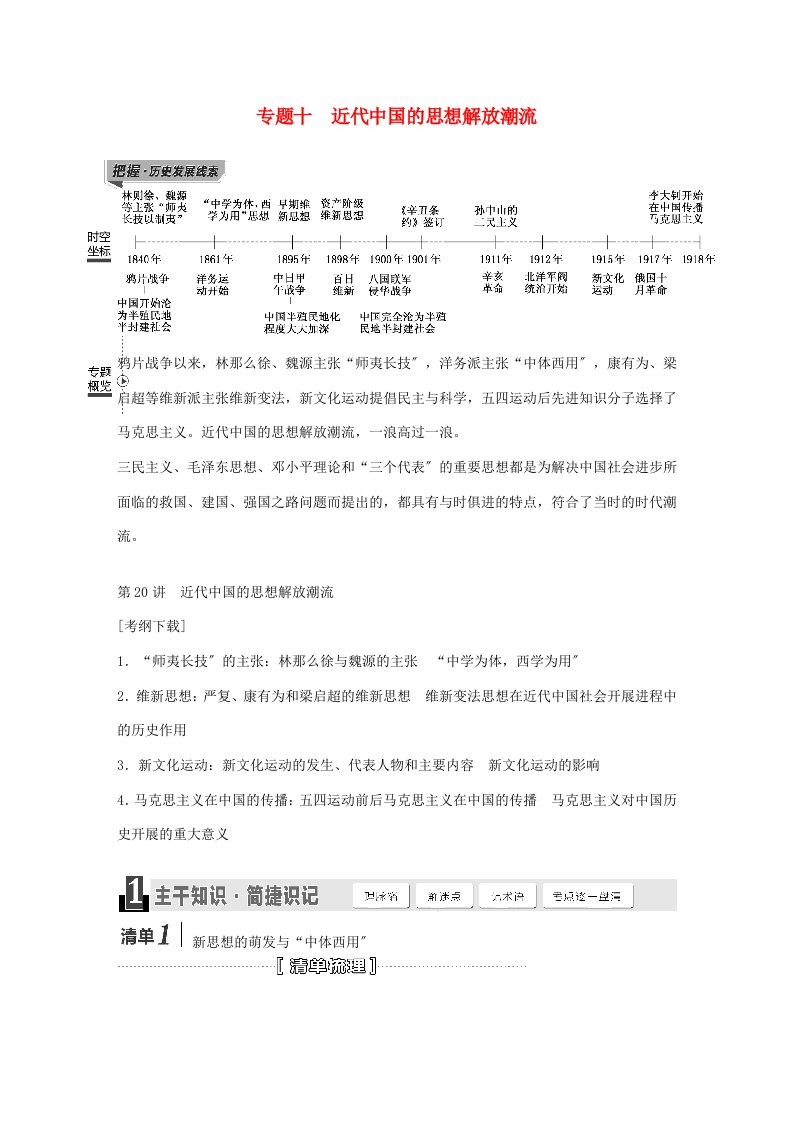 【三维设计】202x届高考历史一轮复习（主干知识简捷识记+核心问题多元解读+命题热点题组突破+跟踪演练知能提升）第20讲