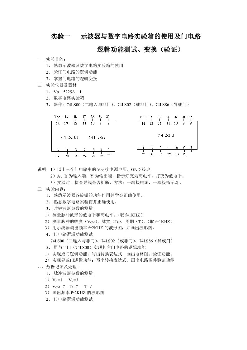 数字电子技术实验讲义