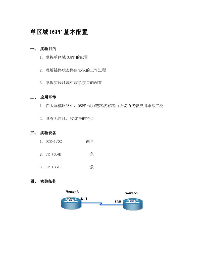 单区域OSPF基本配置