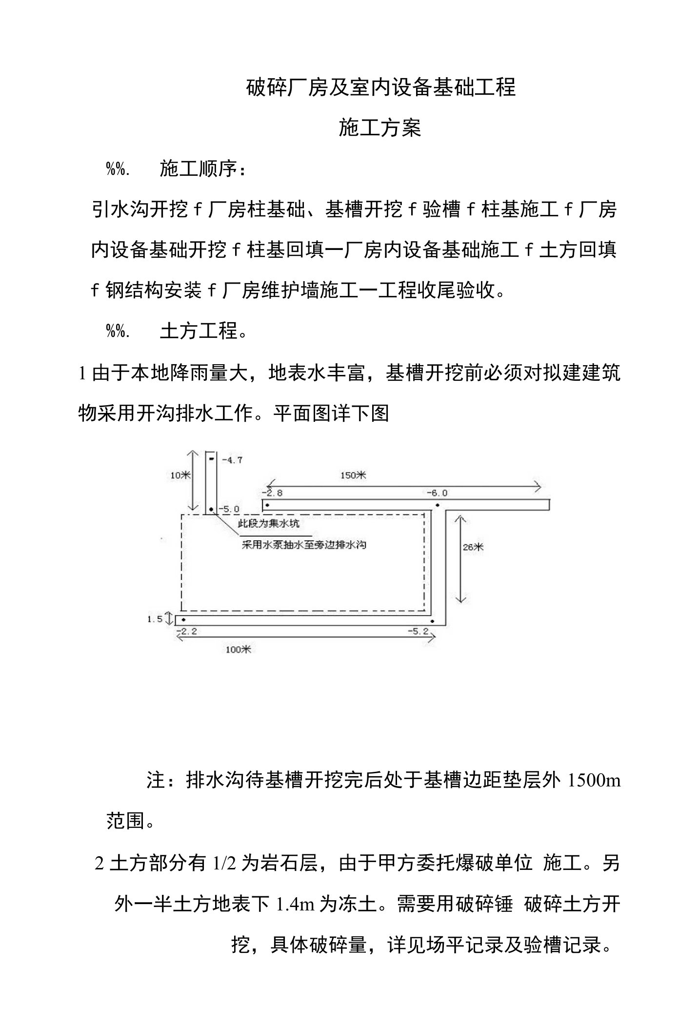 破碎厂房及室内设备基础工程施工方案