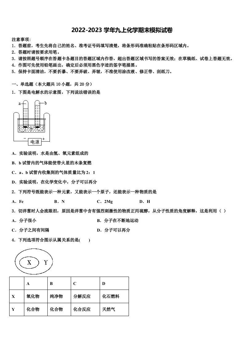 2022-2023学年山东省潍坊市名校九年级化学第一学期期末经典试题含解析