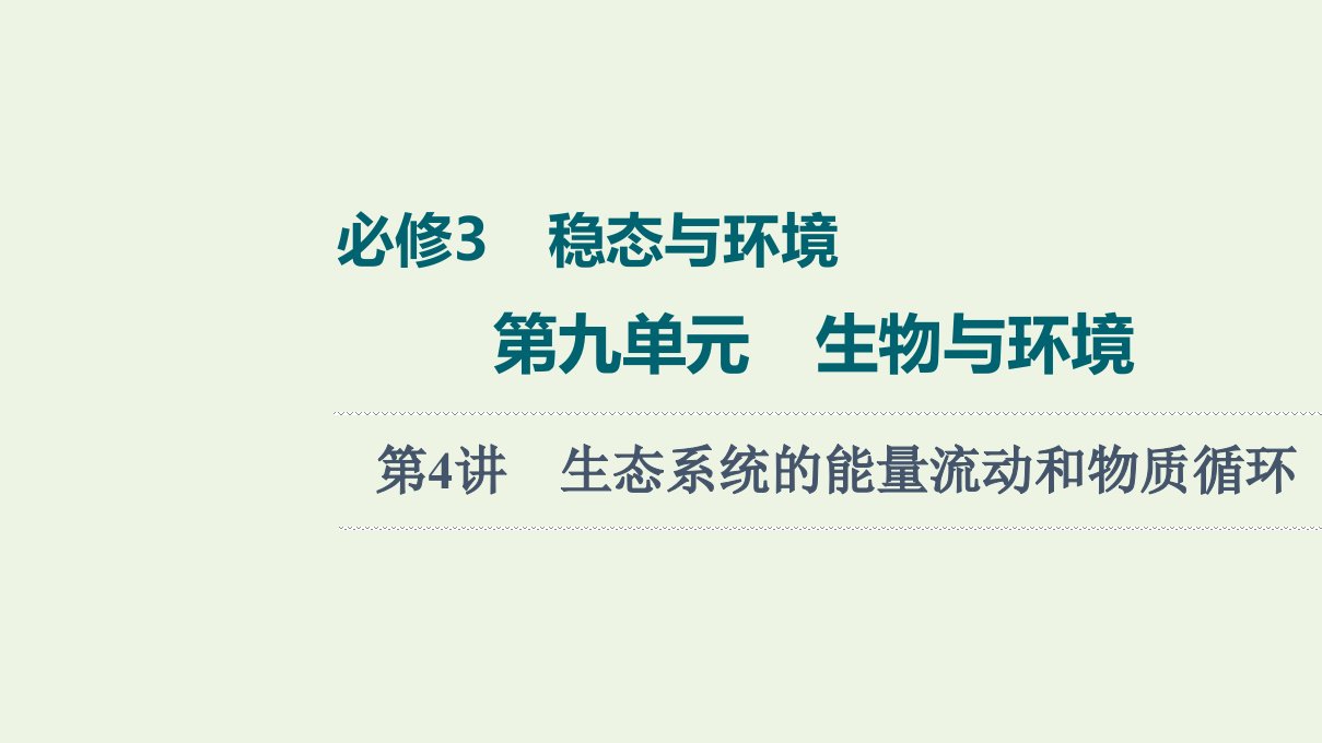 2022版高考生物一轮复习第9单元生物与环境第4讲生态系统的能量流动和物质循环课件