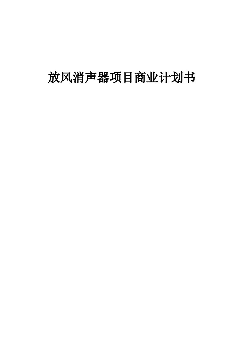 放风消声器项目商业计划书