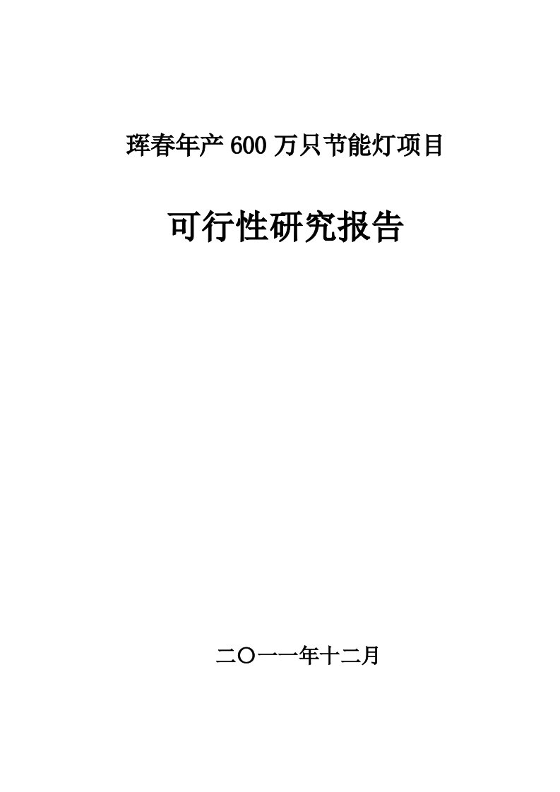 生产节能灯项目可行性研究报告