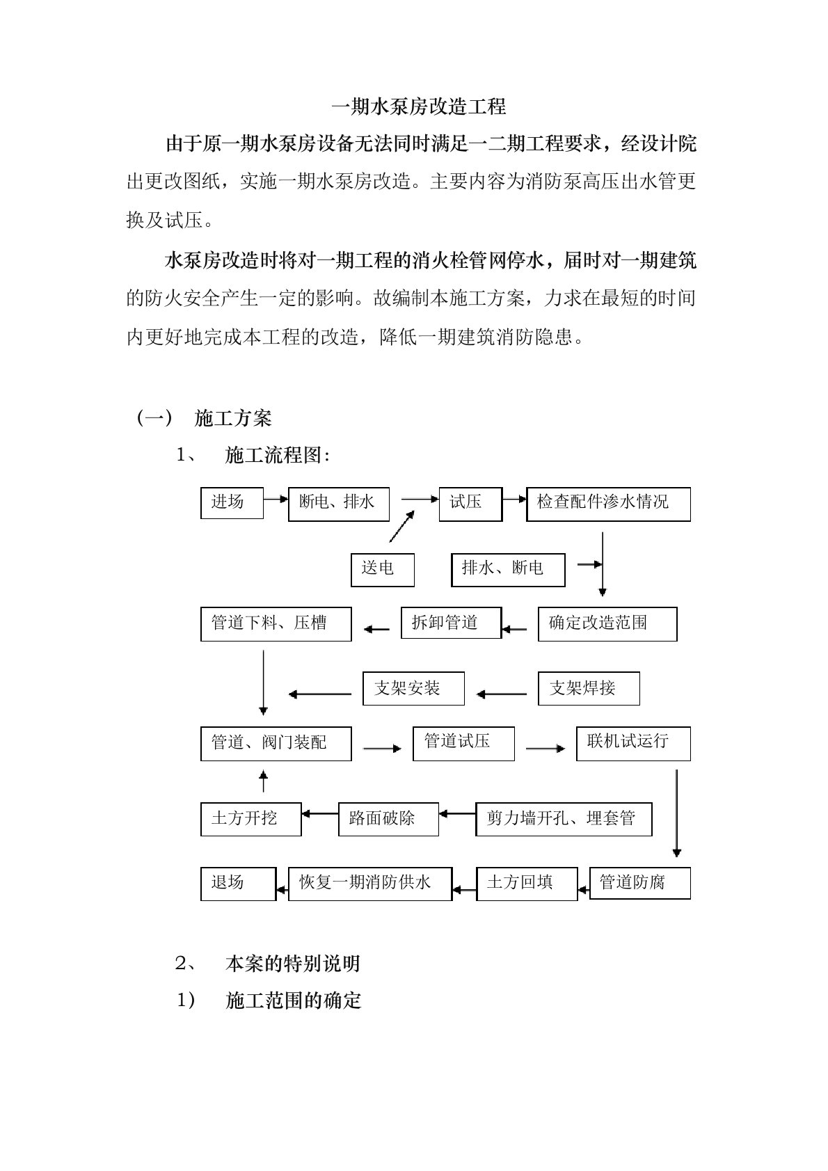 水泵房改造工程施工组织设计方案