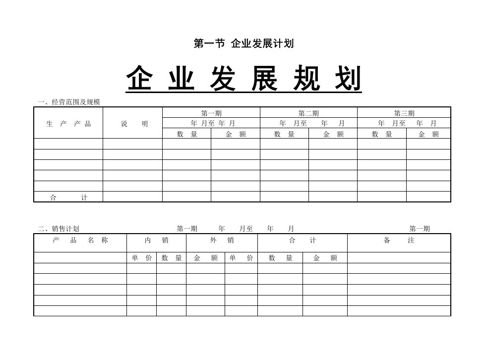 精选企业发展计划