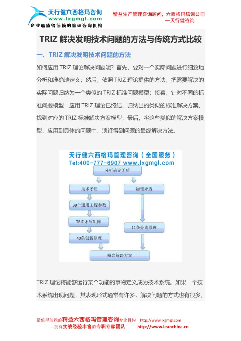 TRIZ解决发明技术问题的方法与传统方式比较