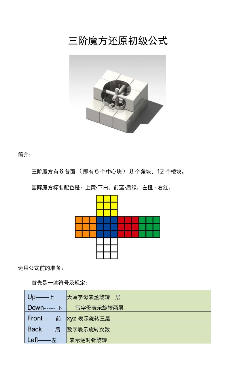 三阶魔方还原初级教程