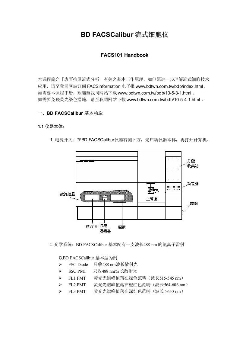 BDFACSCalibur流式细胞仪培训标准手册