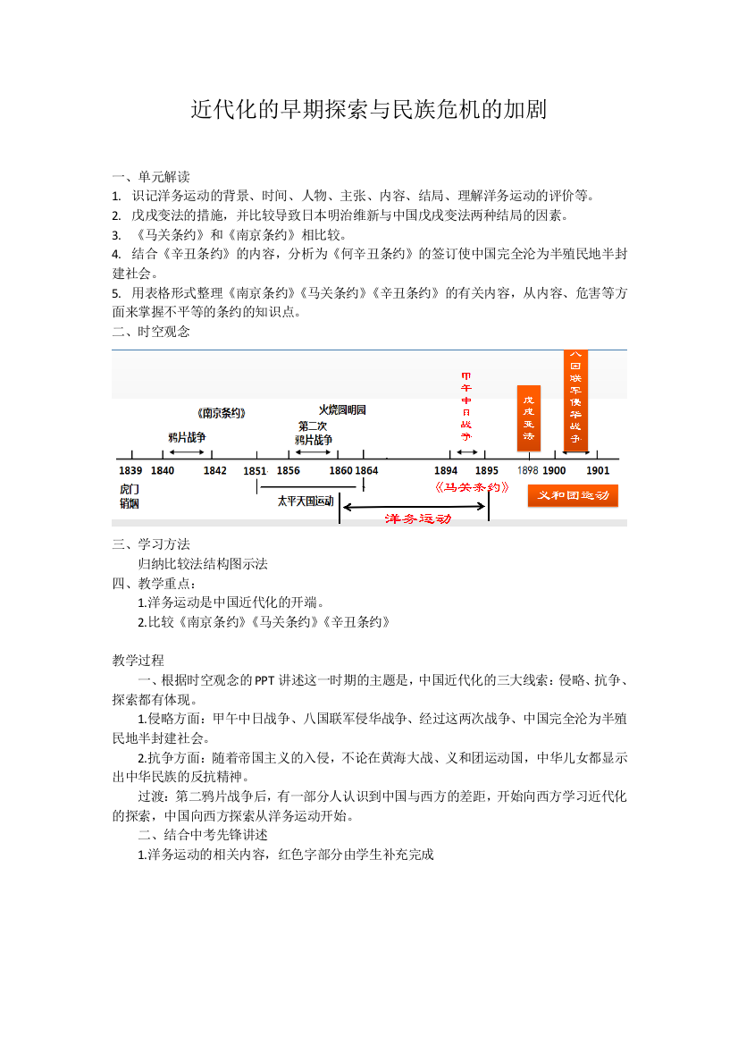 《近代化的早期探索与民族危机的加剧》教案