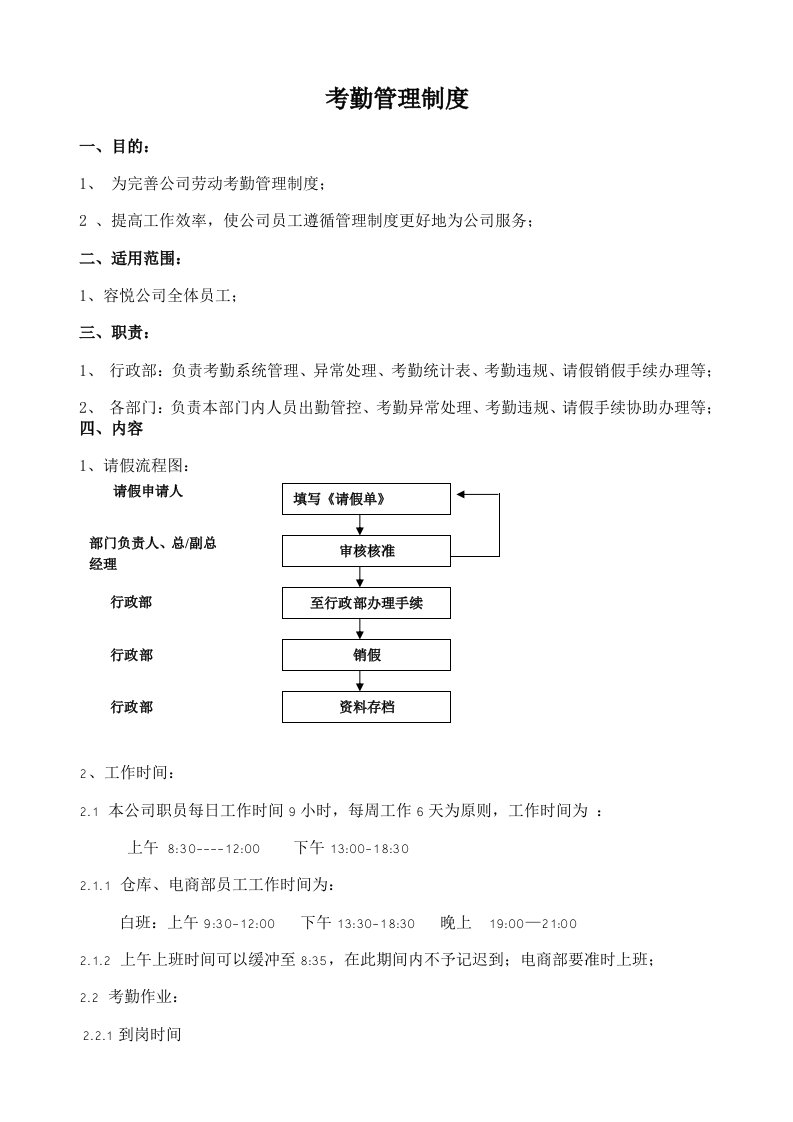 办公室考勤制度