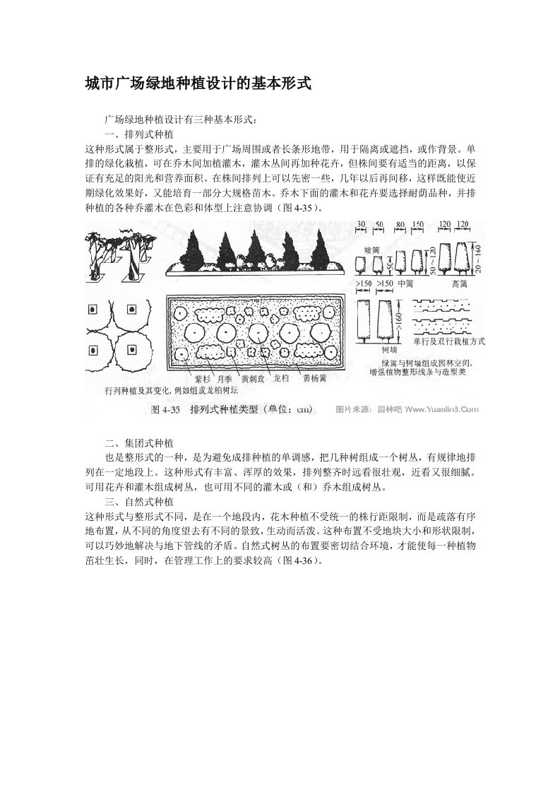 城市广场绿地种植设计的基本形式