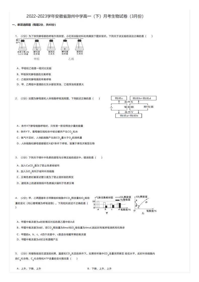 高中生物练习题