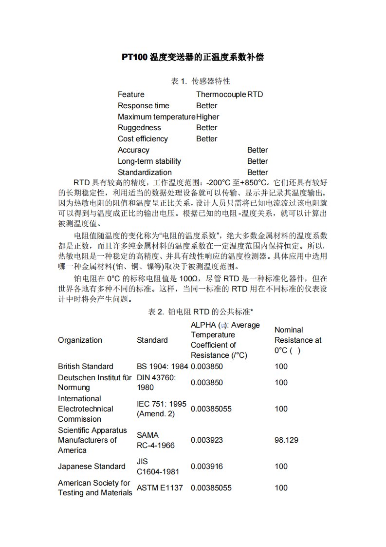 PT100铂电阻中文资料