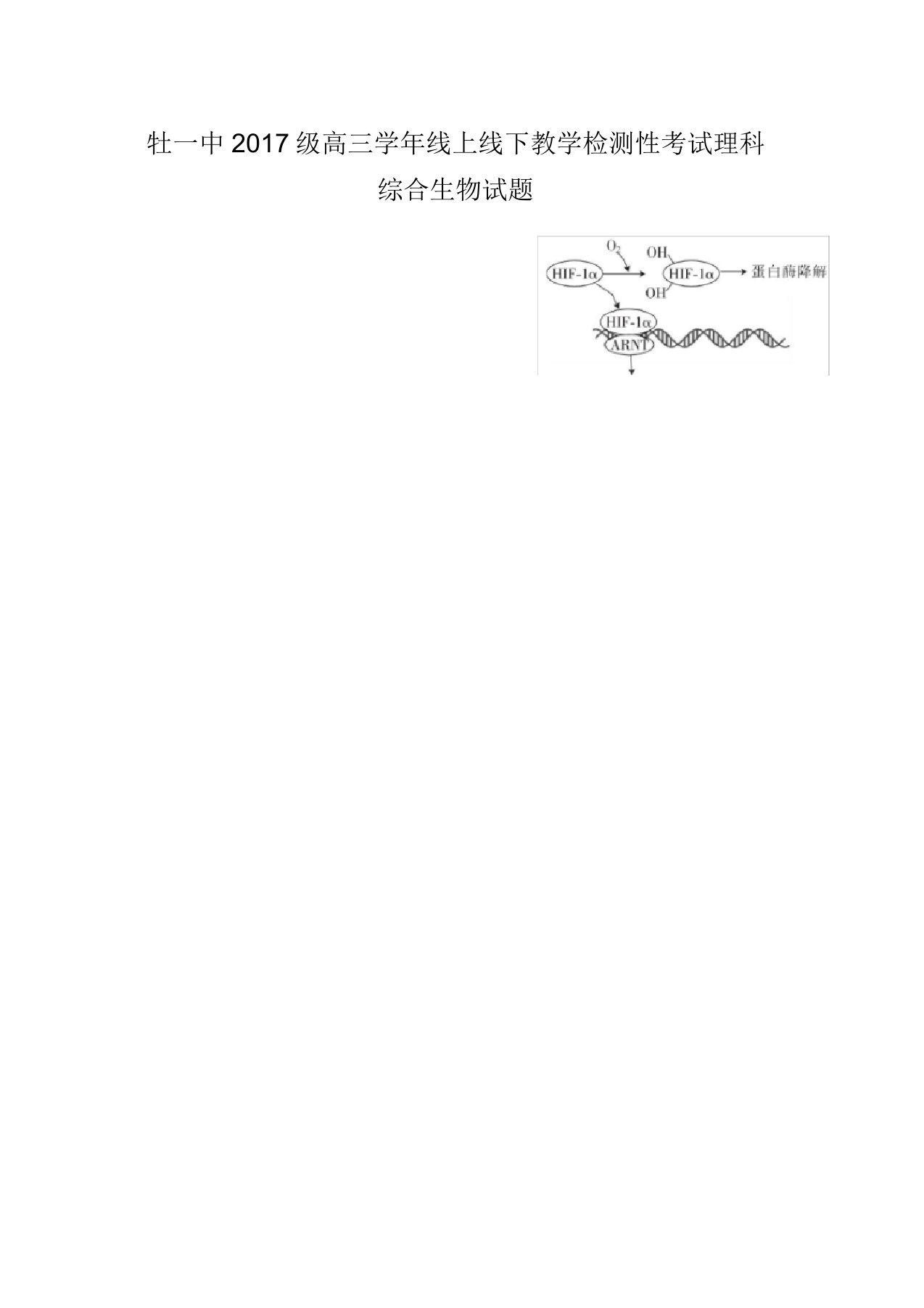 黑龙江省牡丹江市第一高级中学2020届高三4月线上线下教学检测生物试题