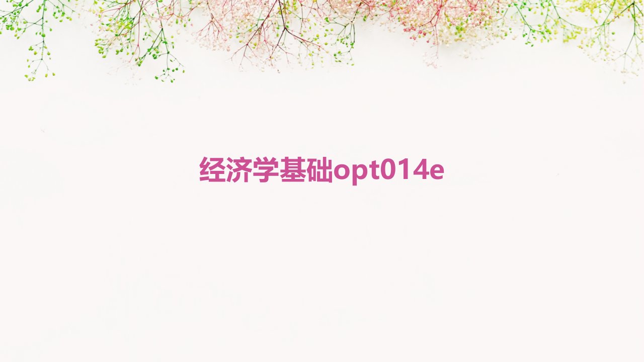 经济学基础OPT014E