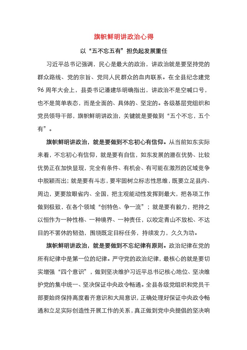 旗帜鲜明讲政治心得