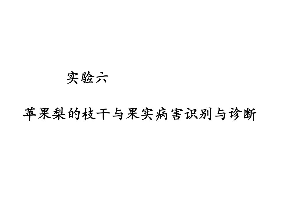 实验六苹果梨的枝干与果实病害识别与诊断-课件PPT（讲稿）