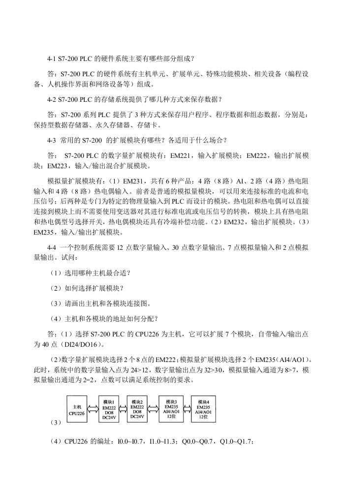 电气控制与PLC应用技术教学配套课件作者武丽习题参考答案第4章S7200系列PLC系统配置习题参考答案