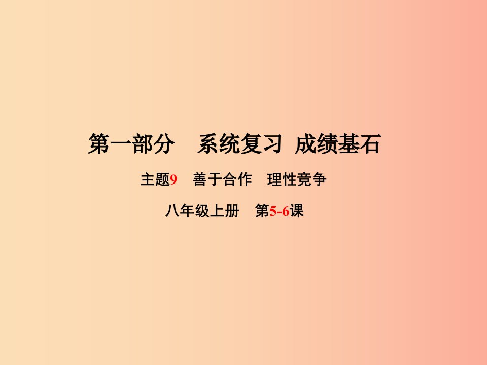 聊城专版2019年中考政治第一部分系统复习成绩基石主题9善于合作理性竞争课件