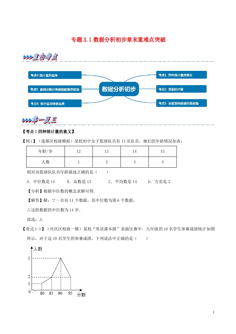 2024八年级数学下册专题3.1数据分析初步章末重难点突破含解析新版浙教版